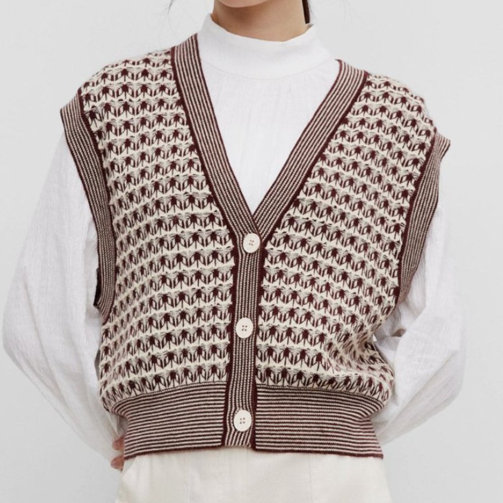 Shu Shu Jacquard  sweater vest/top szS NWT - Picture 13 of 13